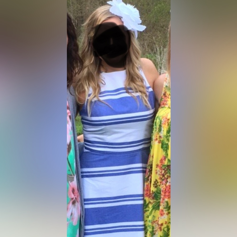 Southern tide blue and white striped shift dress